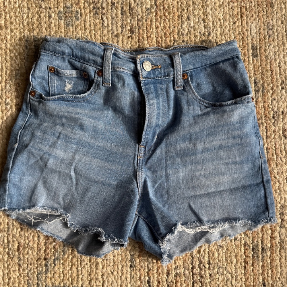 Woman’s Levi's High Rise Frayed Hem Blue Jean Short